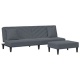 2 Piece Sofa Set with Pillows Dark Grey Velvet - Front View