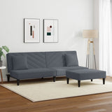 2 Piece Sofa Set with Pillows Dark Grey Velvet - Side View