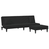 2 Piece Sofa Set with Pillows Black Velvet - Front View