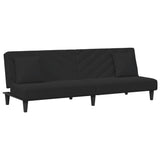 2 Piece Sofa Set with Pillows Black Velvet - Top-Down View
