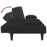 2 Piece Sofa Set with Pillows Black Velvet - Rear View