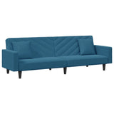 2 Piece Sofa Set with Pillows Blue Velvet - Top-Down View