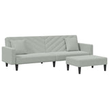 2 Piece Sofa Set with Pillows Light Grey Velvet - Front View