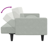 2 Piece Sofa Set with Pillows Light Grey Velvet - Rear View