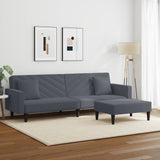 2 Piece Sofa Set with Pillows Dark Grey Velvet - Side View