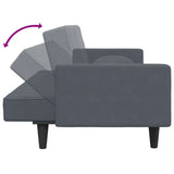 2 Piece Sofa Set with Pillows Dark Grey Velvet - Rear View