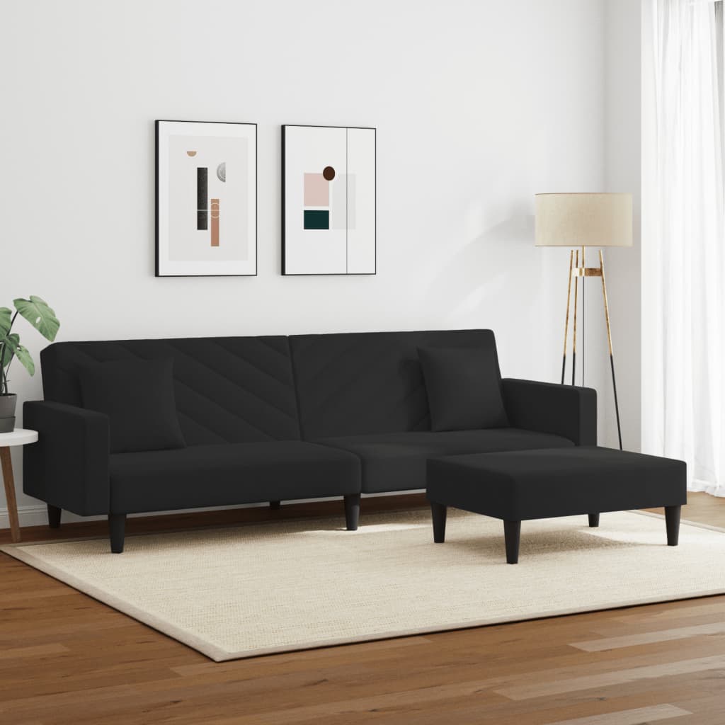2 Piece Sofa Set with Pillows Black Velvet