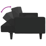 2 Piece Sofa Set with Pillows Black Velvet - Rear View