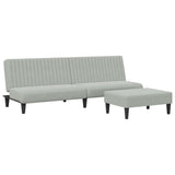 2 Piece Sofa Set Light Grey Velvet - Front View