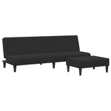 2 Piece Sofa Set Black Velvet - Front View