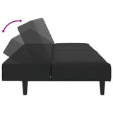 2 Piece Sofa Set Black Velvet - Rear View