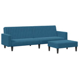 2 Piece Sofa Set Blue Velvet - Front View