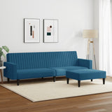 2 Piece Sofa Set Blue Velvet - Side View
