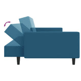 2 Piece Sofa Set Blue Velvet - Rear View