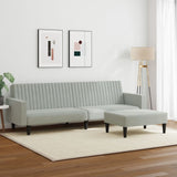 2 Piece Sofa Set Light Grey Velvet - Side View