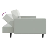2 Piece Sofa Set Light Grey Velvet - Rear View