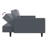2 Piece Sofa Set Dark Grey Velvet - Rear View
