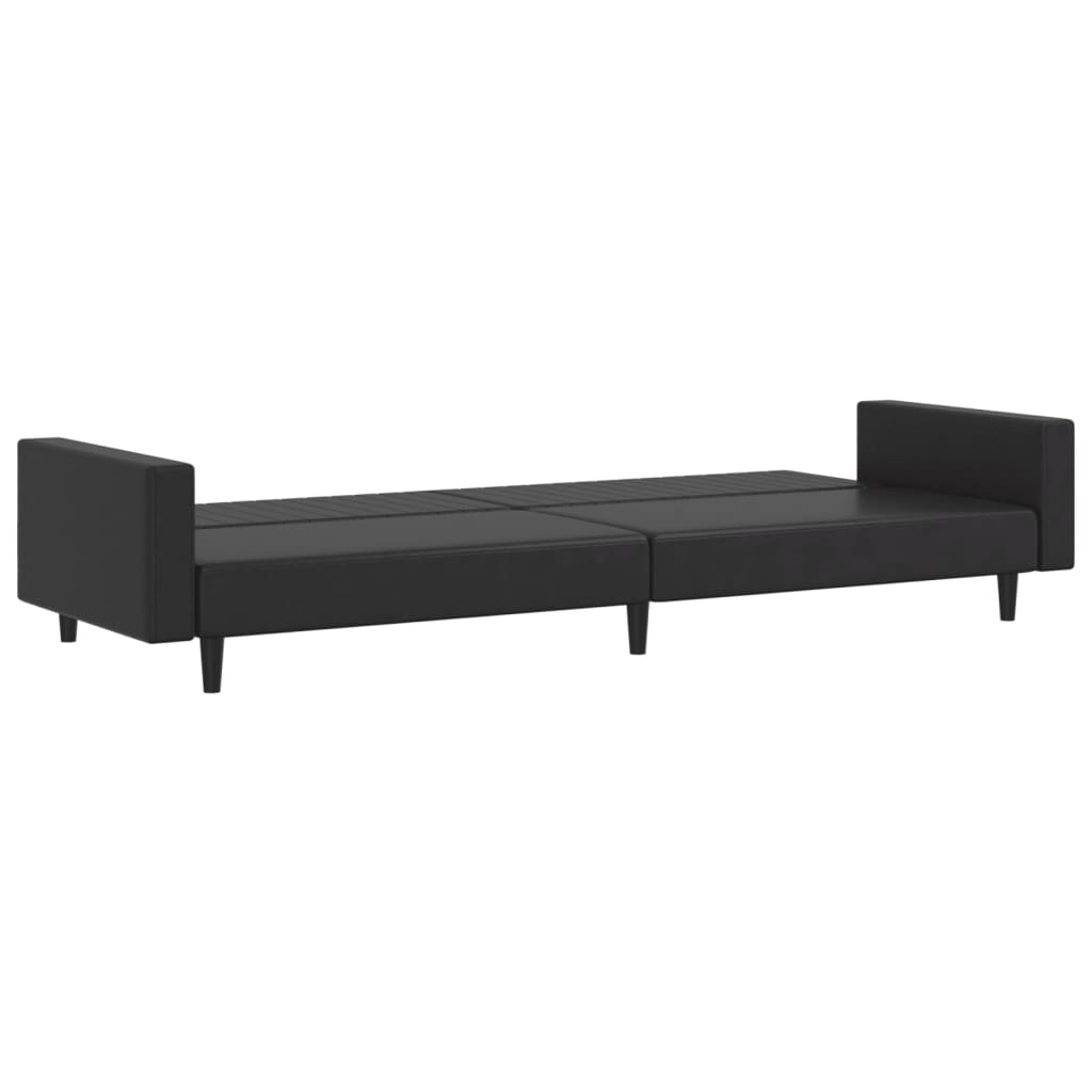 2 Piece Sofa Set Black Faux Leather