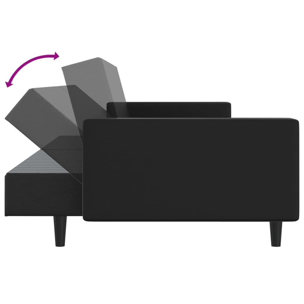 2 Piece Sofa Set Black Faux Leather