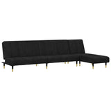 2 Piece Sofa Set Black Velvet - Front View