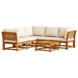 6 Piece Garden Lounge Set with Cushions Solid Wood Acacia - Front View
