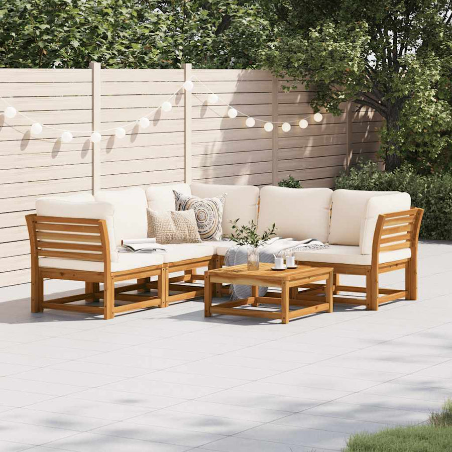 6 Piece Garden Lounge Set with Cushions Solid Wood Acacia