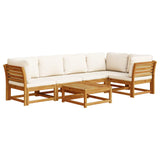 6 Piece Garden Lounge Set with Cushions Solid Wood Acacia - Front View