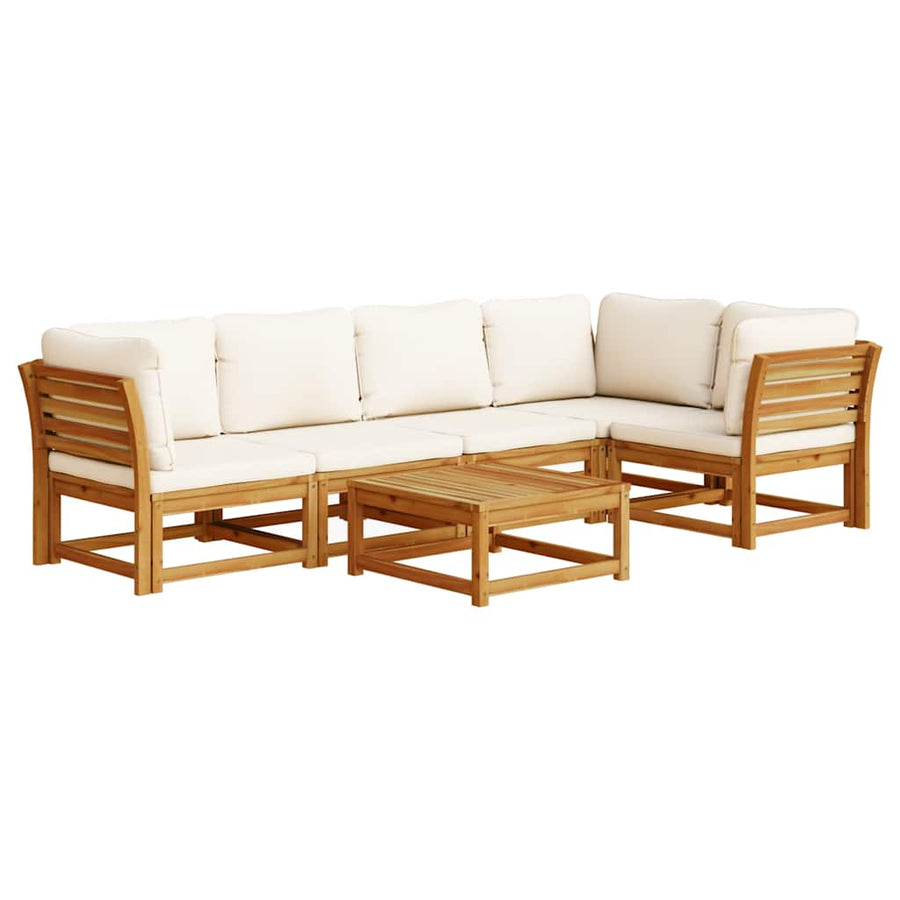 6 Piece Garden Lounge Set with Cushions Solid Wood Acacia