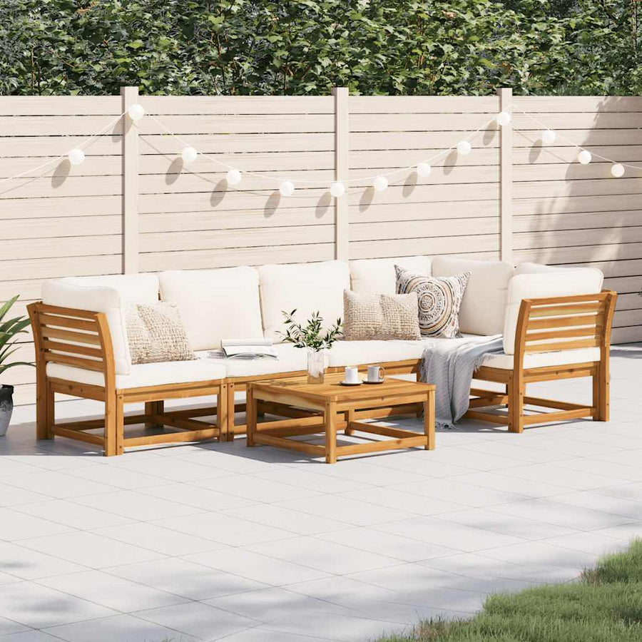 6 Piece Garden Lounge Set with Cushions Solid Wood Acacia