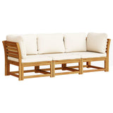 3 Piece Garden Lounge Set with Cushions Solid Wood Acacia - Front View