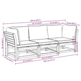 3 Piece Garden Lounge Set with Cushions Solid Wood Acacia - Low Angle