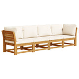 4 Piece Garden Lounge Set with Cushions Solid Wood Acacia - Front View