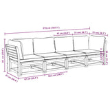 4 Piece Garden Lounge Set with Cushions Solid Wood Acacia - Rear View