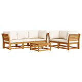 6 Piece Garden Lounge Set with Cushions Solid Wood Acacia - Front View