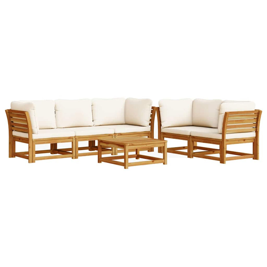 6 Piece Garden Lounge Set with Cushions Solid Wood Acacia