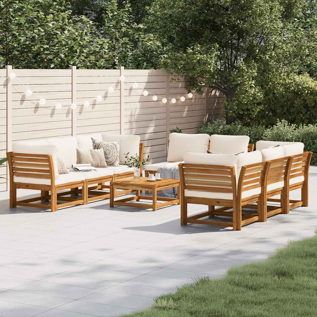 9 Piece Garden Lounge Set with Cushions Solid Wood Acacia