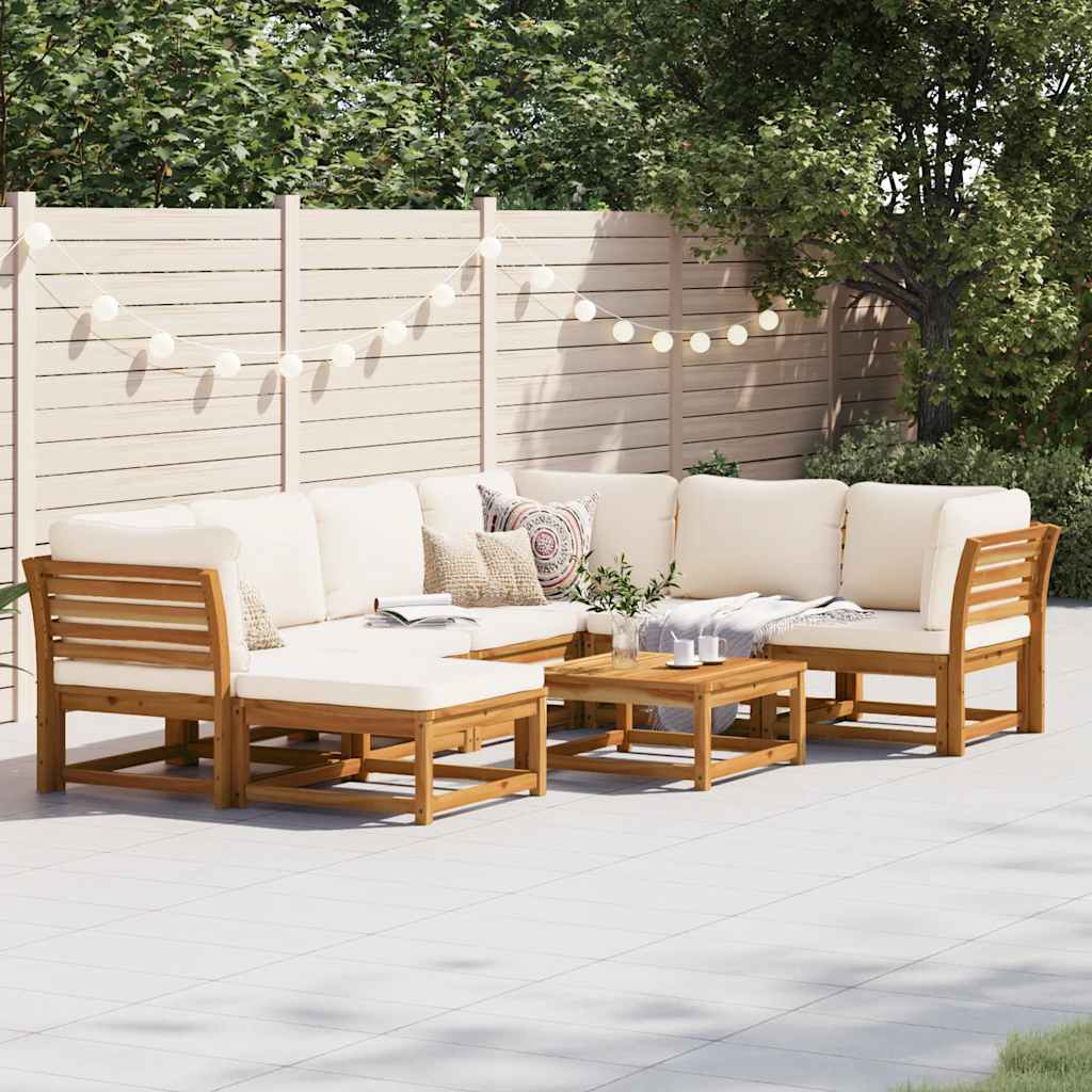 8 Piece Garden Lounge Set with Cushions Solid Wood Acacia