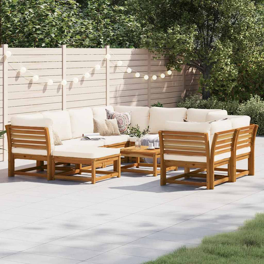 10 Piece Garden Lounge Set with Cushions Solid Wood Acacia
