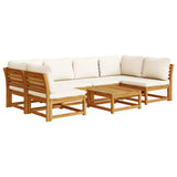 7 Piece Garden Lounge Set with Cushions Solid Wood Acacia - Front View