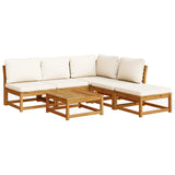 6 Piece Garden Lounge Set with Cushions Solid Wood Acacia - Front View