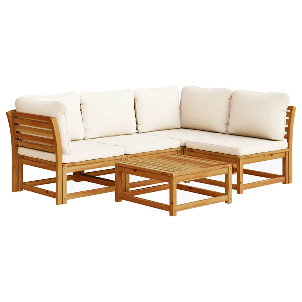 5 Piece Garden Lounge Set with Cushions Solid Wood Acacia