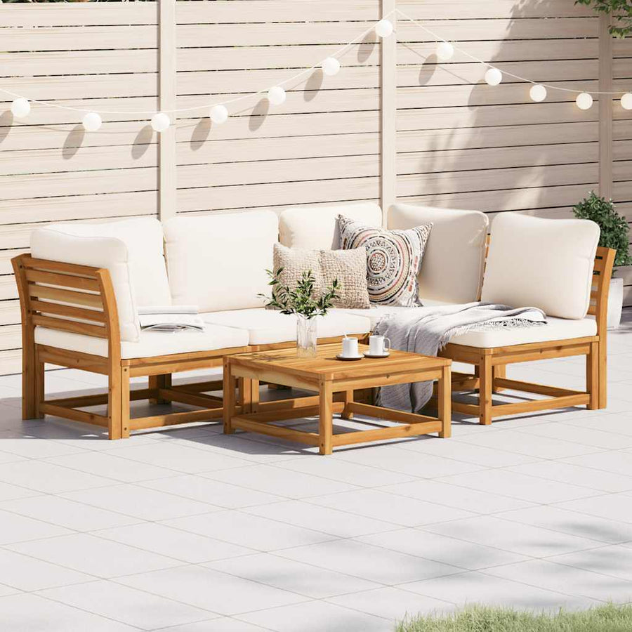 5 Piece Garden Lounge Set with Cushions Solid Wood Acacia