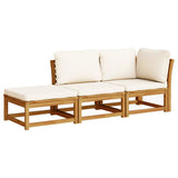 3 Piece Garden Lounge Set with Cushions Solid Wood Acacia - Front View