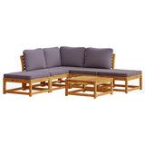 6 Piece Garden Lounge Set with Cushions Solid Wood Acacia