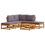 6 Piece Garden Lounge Set with Cushions Solid Wood Acacia