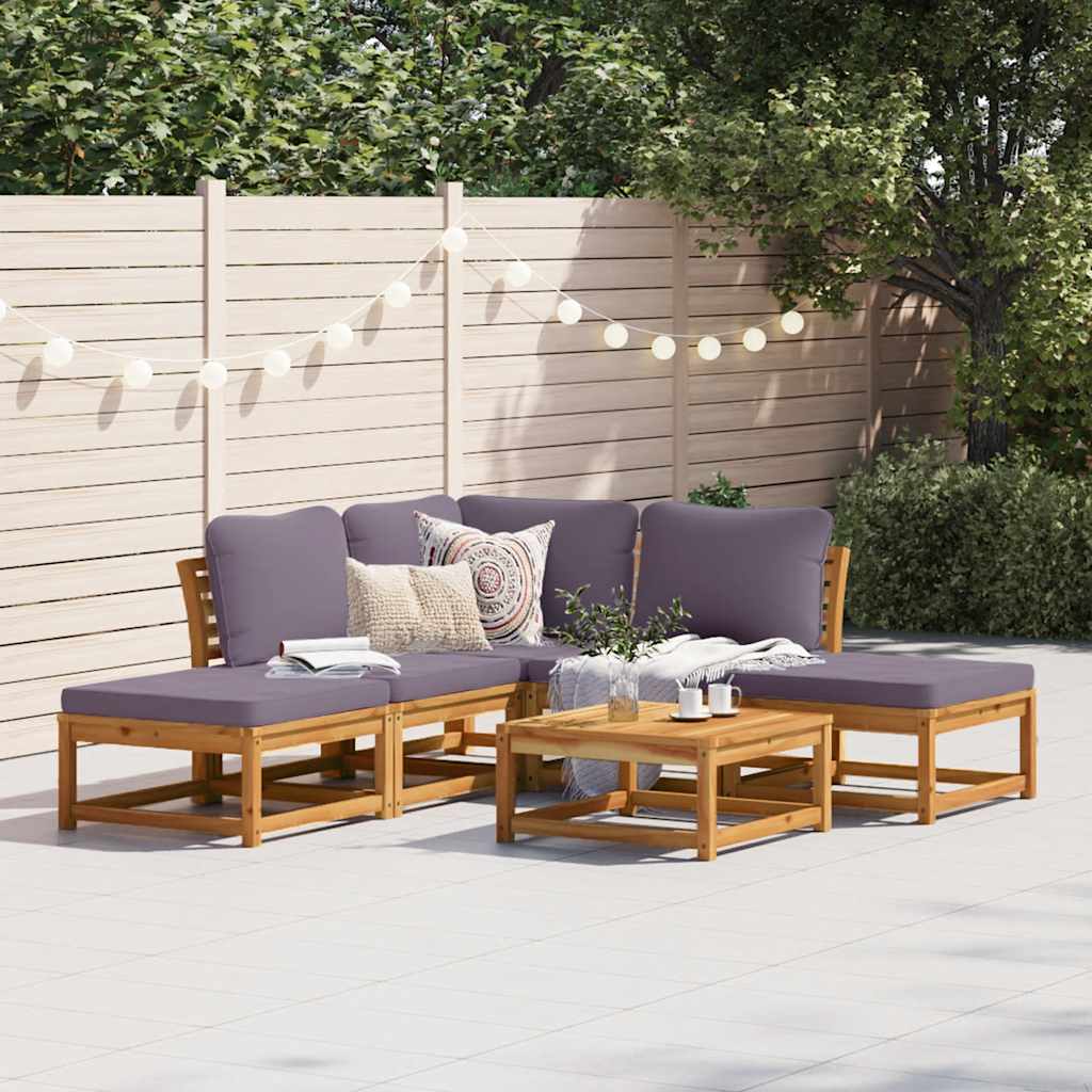6 Piece Garden Lounge Set with Cushions Solid Wood Acacia