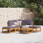 6 Piece Garden Lounge Set with Cushions Solid Wood Acacia
