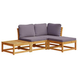 4 Piece Garden Lounge Set with Cushions Solid Wood Acacia - Front View