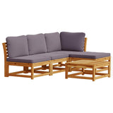 5 Piece Garden Lounge Set with Cushions Solid Wood Acacia - Front View