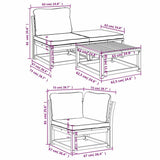5 Piece Garden Lounge Set with Cushions Solid Wood Acacia - Low Angle